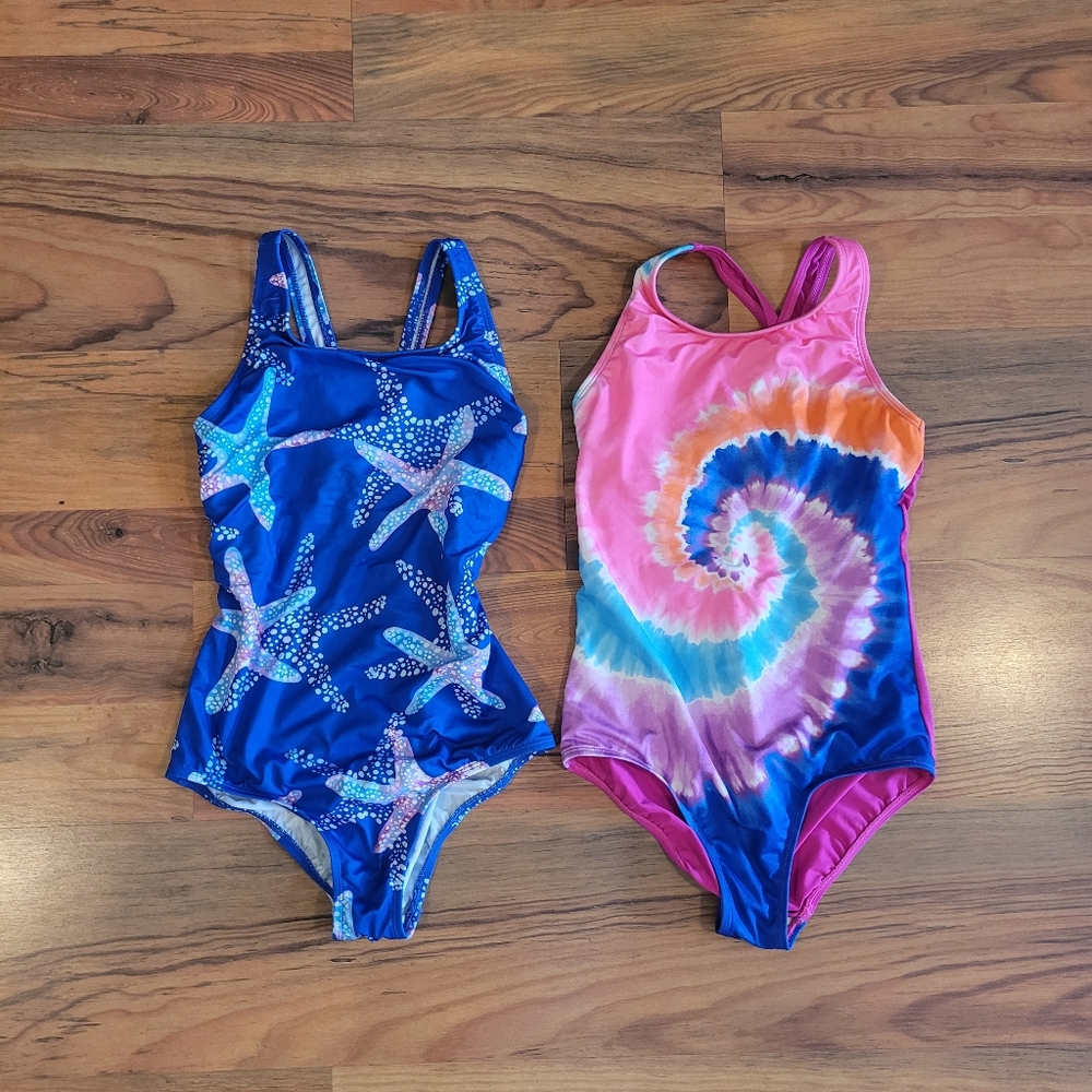 Lands' End Girl's One Piece swim bundle Size 12